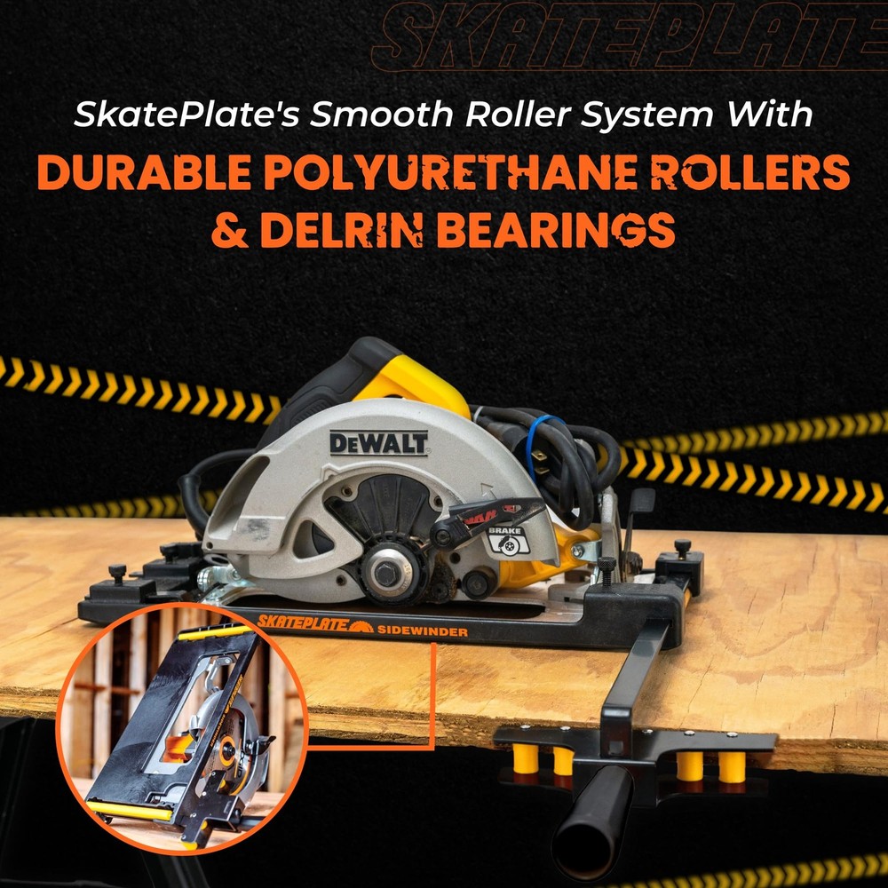 SkatePlate Rolling Accessory and Cutting Guide for Right Blade Circular Saws