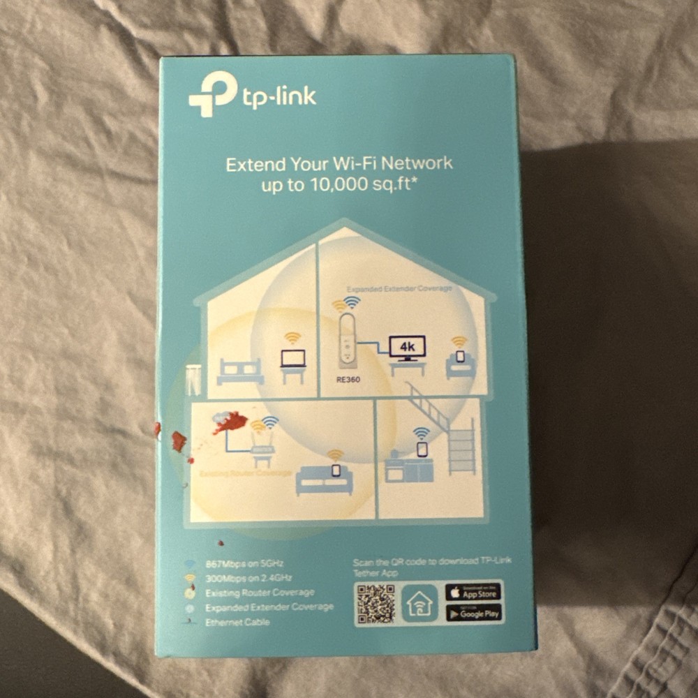 TP-Link AC1200 WiFi Range Extender AC Passthrough Wireless Booster RE360