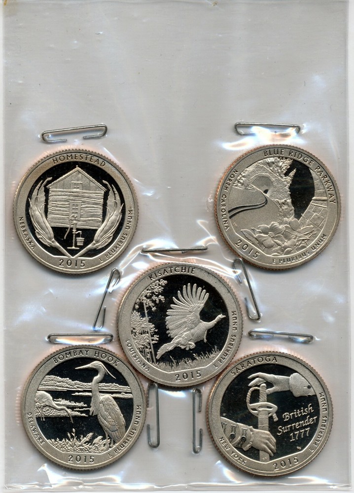 2015 PROOF CLAD QUARTER SET,  WITHOUT CASE, BOX OR CERTIFICATE OF AUTHENTICITY