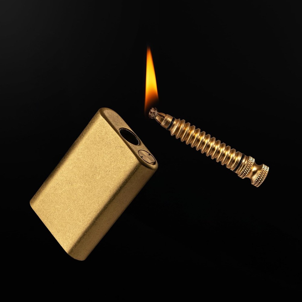Throne Permanent Match Lighter Refillable – Cool Vintage Trench, Pipe Brass