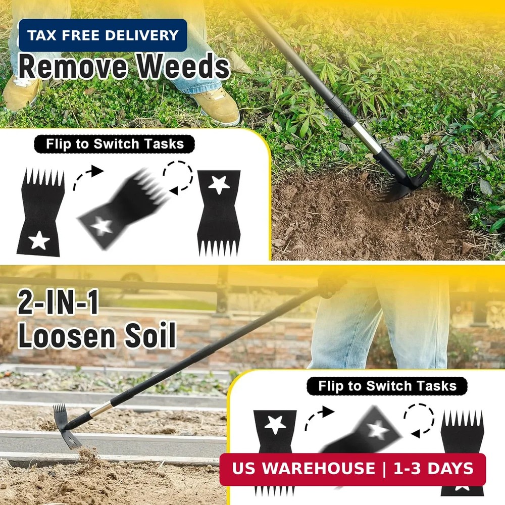 Weed Puller Tool with Long Handle 68", 2-in-1 Manual Weeds Remover, Heavy Duty W
