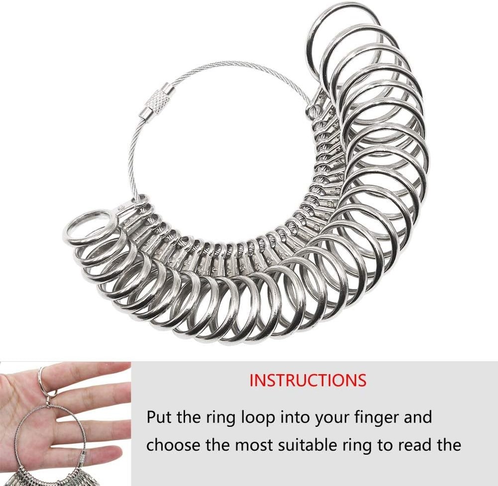 HEYMOUS Ring Sizer Mandrel Measuring Tool Steel Sizing Gauge Sizers Set...
