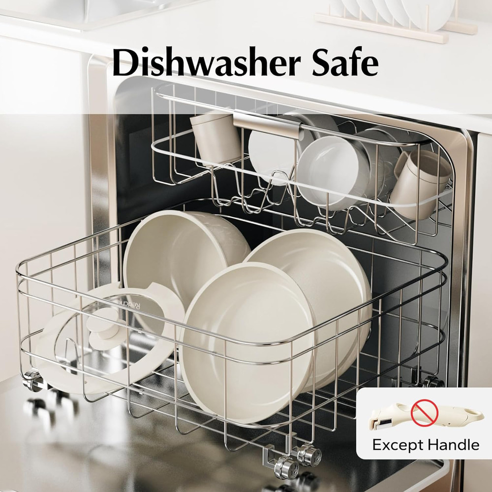 Nonstick Ceramic Cookware Set 16Pcs with Detachable Handle