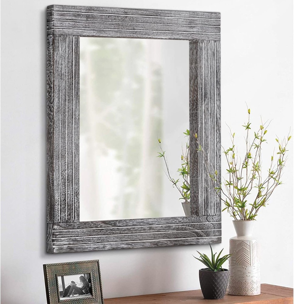Mirrors Wall Rustic Wooden Frame Rectangle Mirror Vintage Hanging Mirror Bedroom