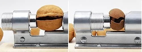 Heavy Duty Pecan and Nut Cracker Tool, Wood Base and Adjustable Handle, Easy Use