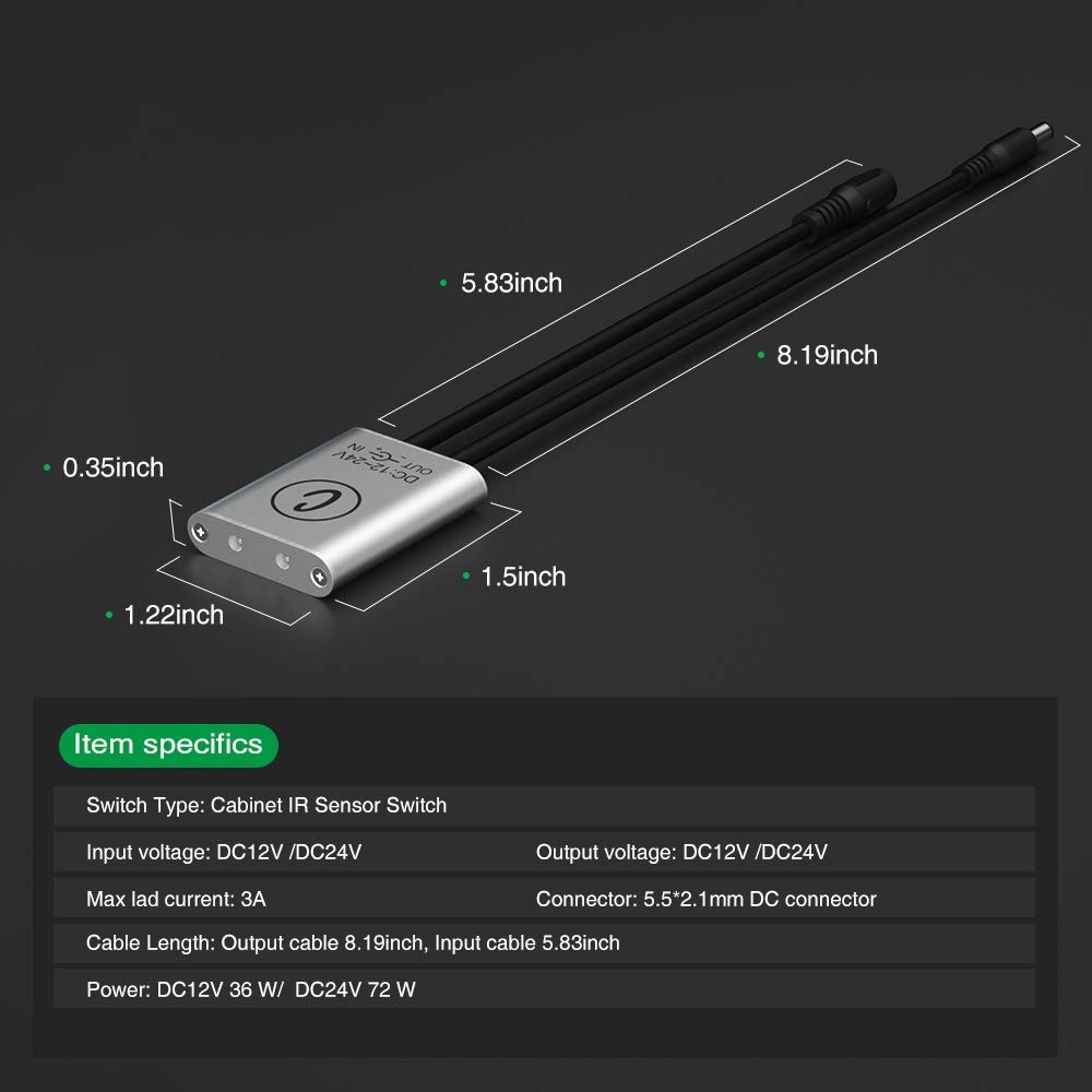 Bs011 12v 24v Dc 3a Automatic Cabinet Sensor Switch Ir Sensor Switch For Low Vol
