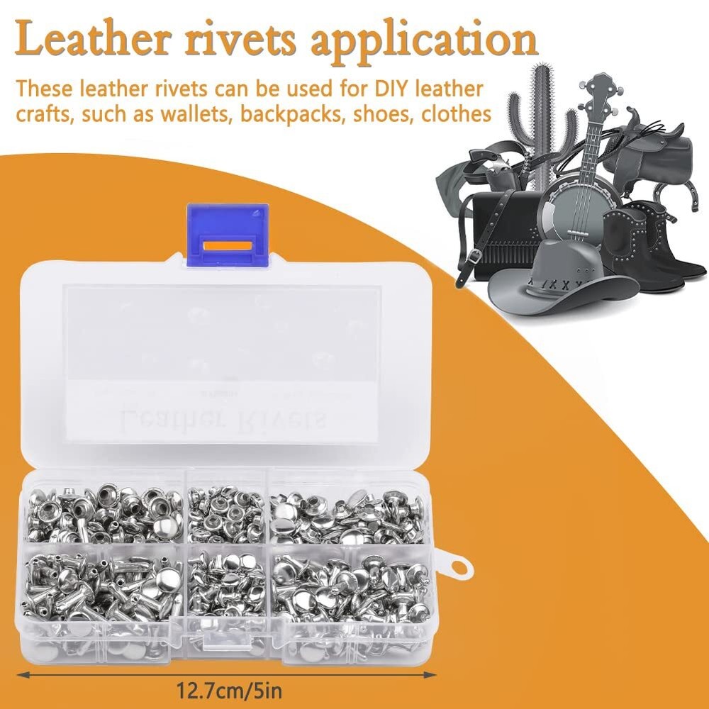 240 Sets Rivets for Leather Leather Rivets 3 Sizes Leather Double Cap Rivets ...