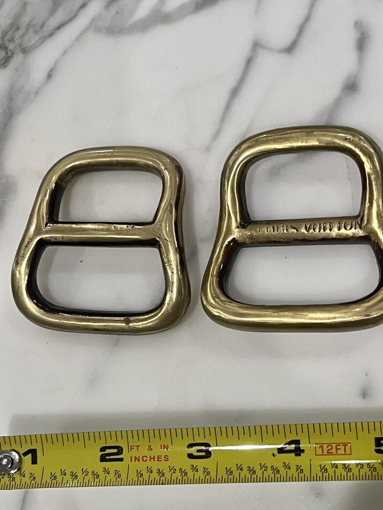 Louis Vuitton Rare Antique Cube Trunk Handles Solid Brass Monogram
