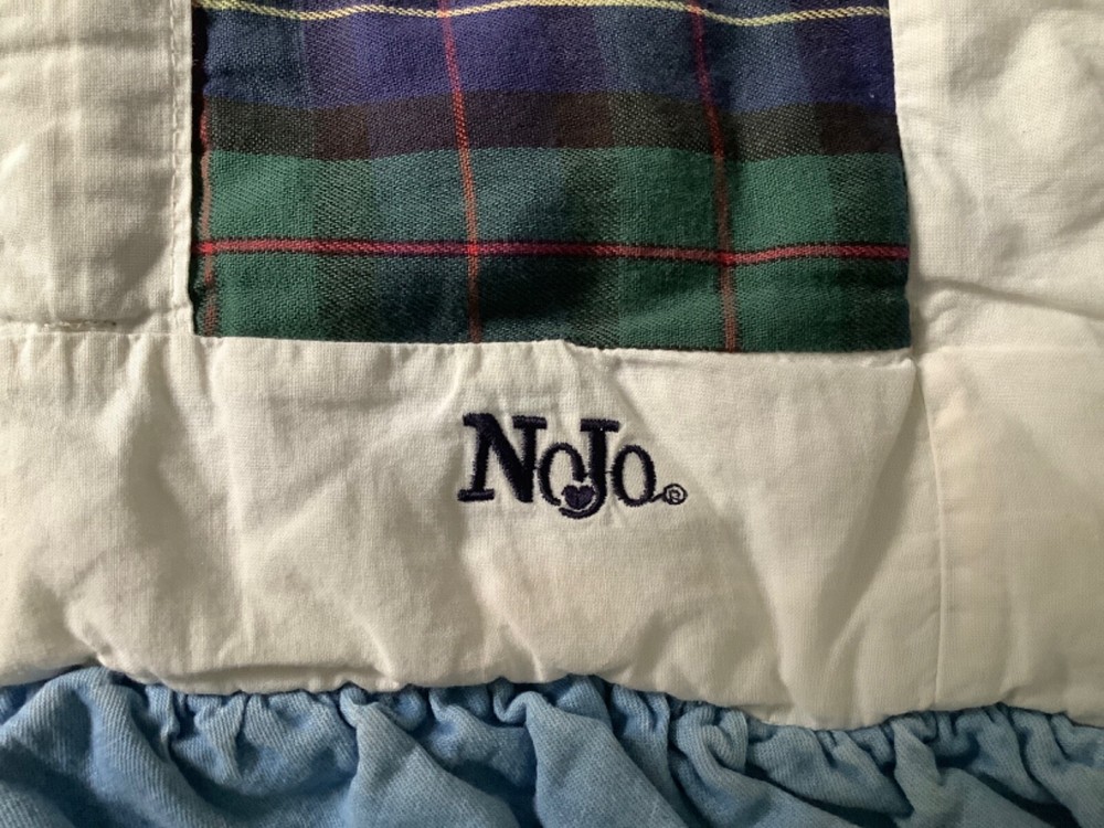 Nojo Crib Comforter Quilt Blue Stripes Ruffles