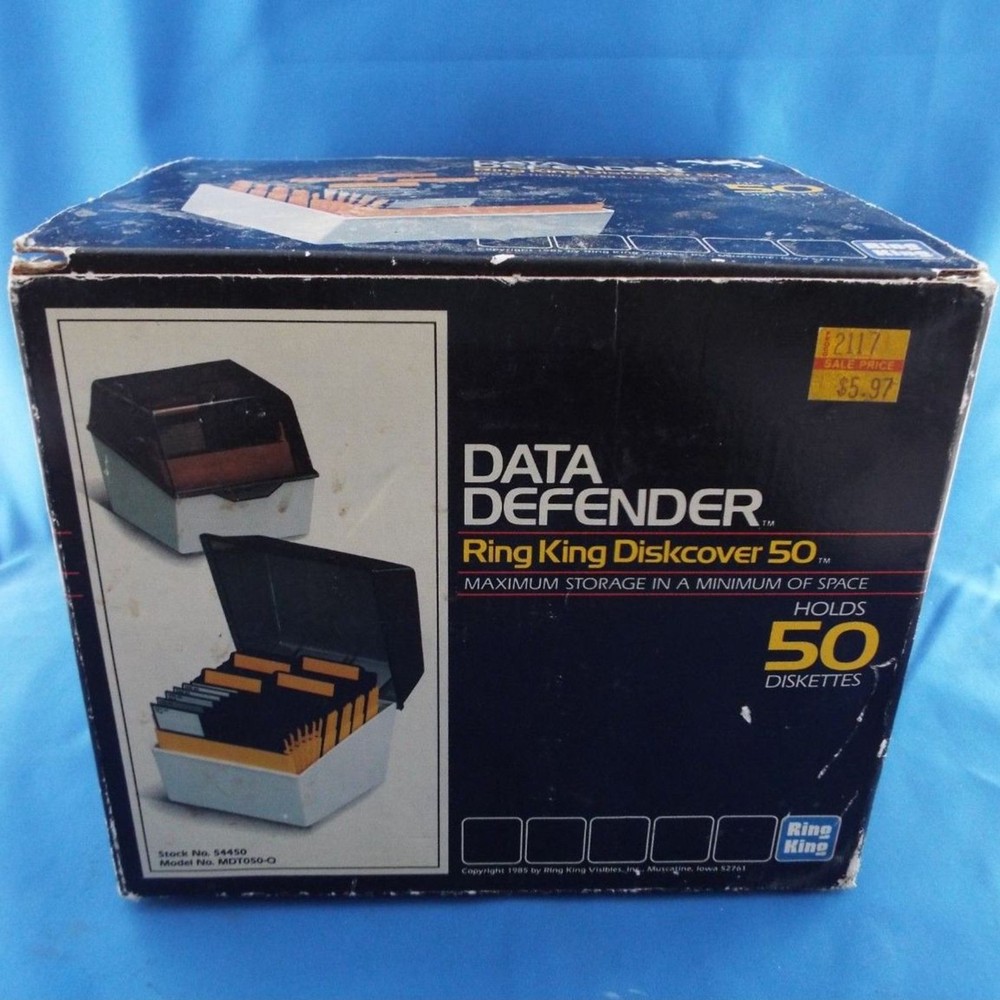 Ring King Data Defender Diskcover 50 Protective Case For Diskettes Vtg Computer