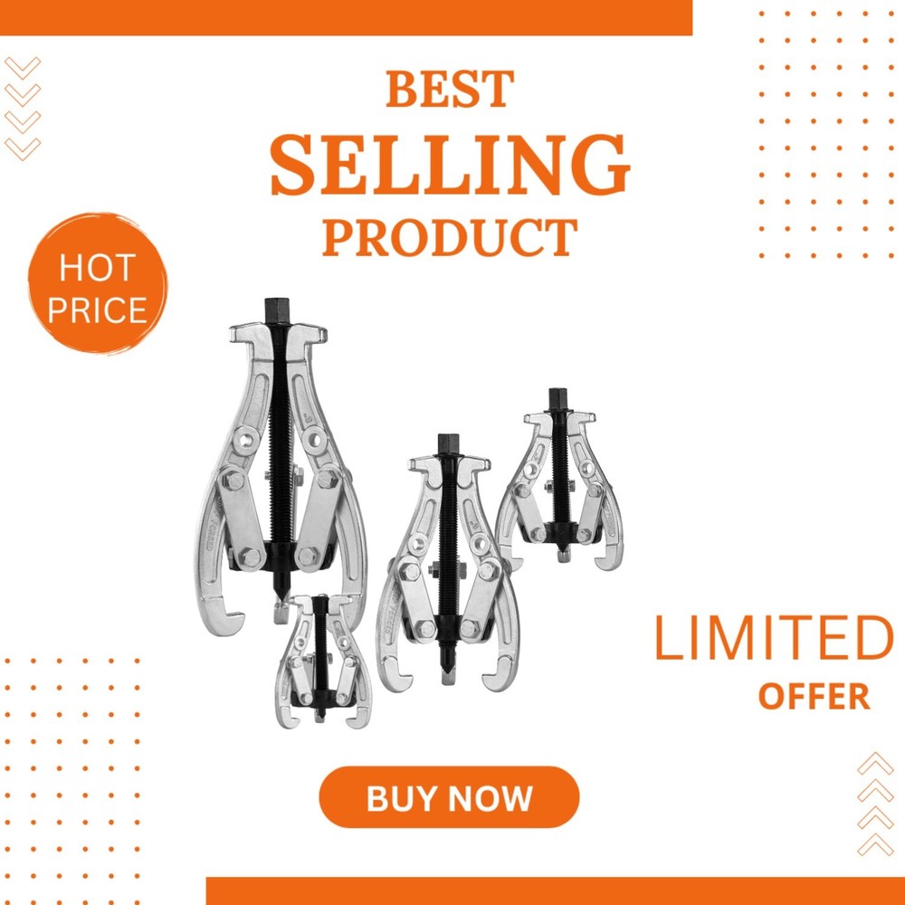 4-Piece Puller Kit with Reversible Jaws: Versatile Gear and Bearing Removal Tool