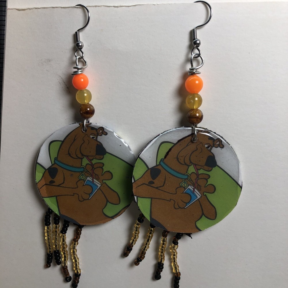 Scooby-do, Earrings, Dangle Drop, Very Lightweight, Beaded,