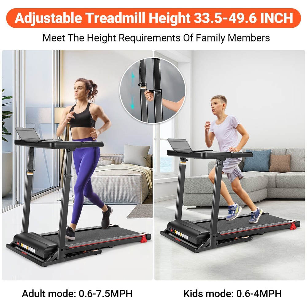 Treadmill with Desk Workstation&Adjustable Height Folding Treadmill with Incline