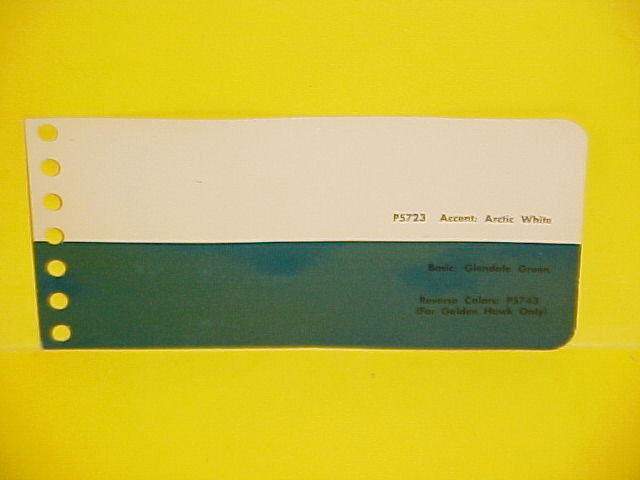 1957 STUDEBAKER GOLDEN HAWK PACKARD 2TONE PAINT CHIP ARCTIC WHITE&GLENDALE GREEN