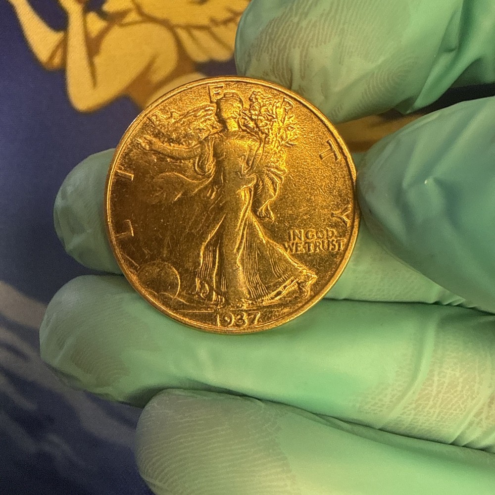 1937 walking liberty half dollar Gold Gilded