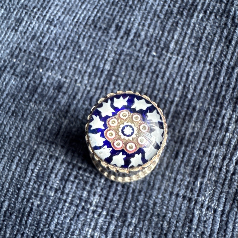 vintage sterling silver millefiori thimble