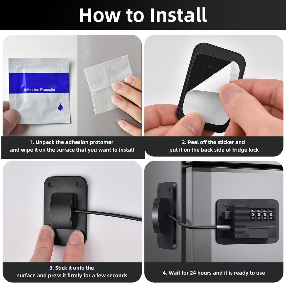 Fridge Lock, Upgraded Refrigerator Lock Combination, Freezer for Black