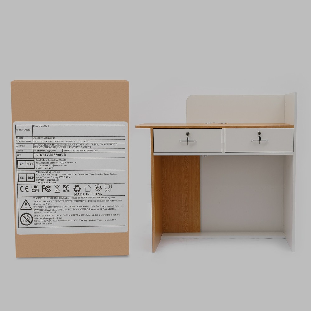 Modern Front Desk Reception Counter, Reception Desk for Salons with LED Light