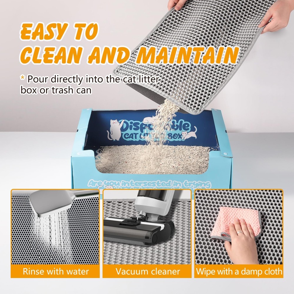 Double Layer Cat Litter Mat 24x15â€ - Mess-Free Litter Solution in Grey