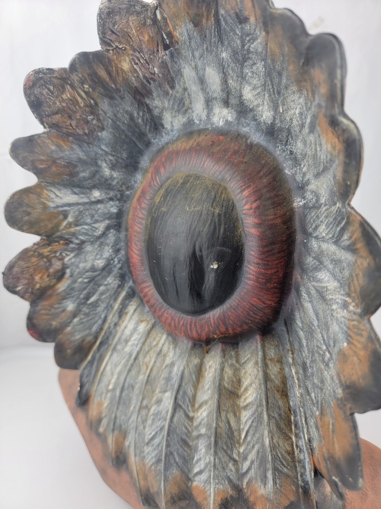 12" Native American Chief Warrior Head Bust Ceramic