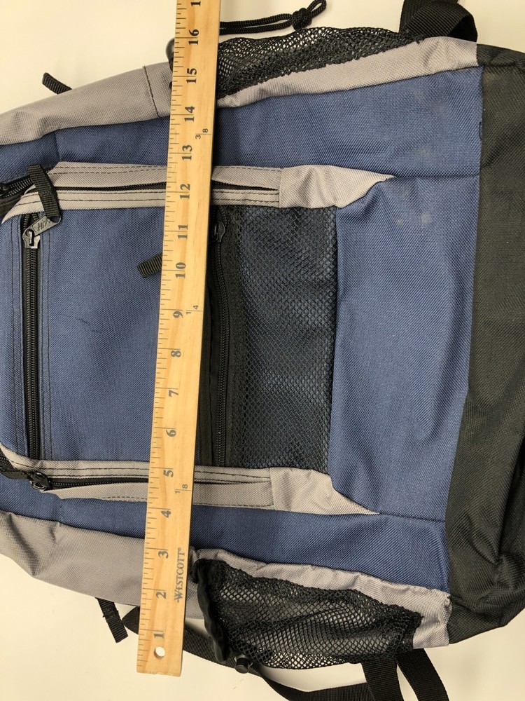 Hit Products Backpack Blue Gray Unisex Zipper Mesh Compartments Adjustable Strap