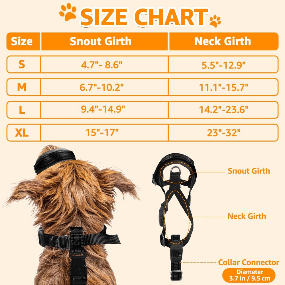 Soft Dog Muzzle Adjustable Padded Nylon Muzzle for Large Medium Dogs Anti Che...