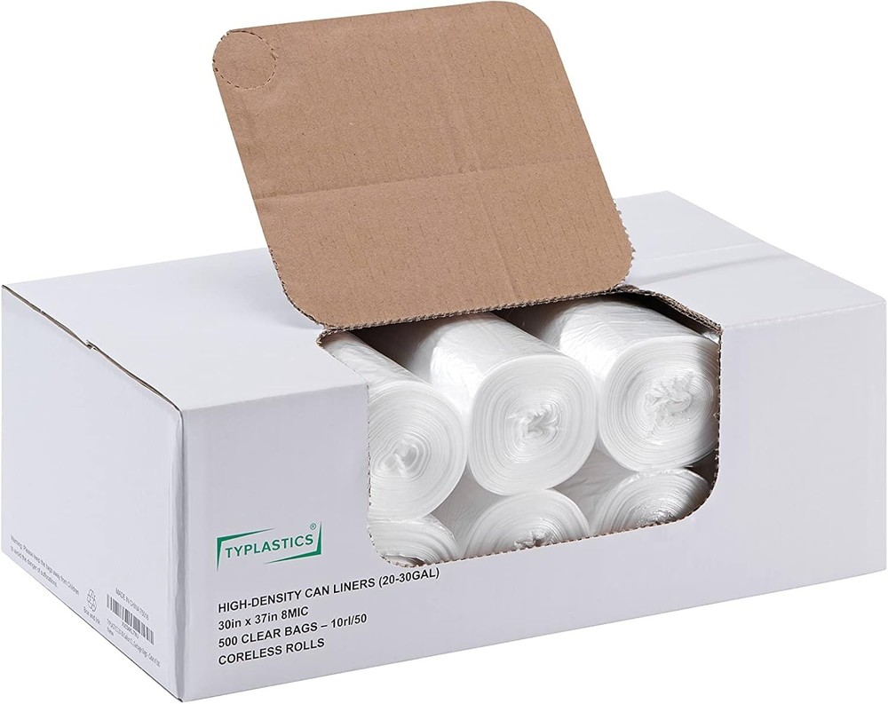 20- Clear Trash Can Liners - 30" x 37" - High Density Garba