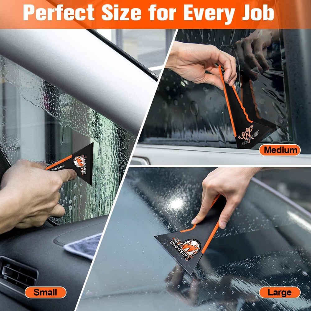 WRAPXPERT Window Tint Tools,3 Pack Squeegee 3 Pack, Black+orange