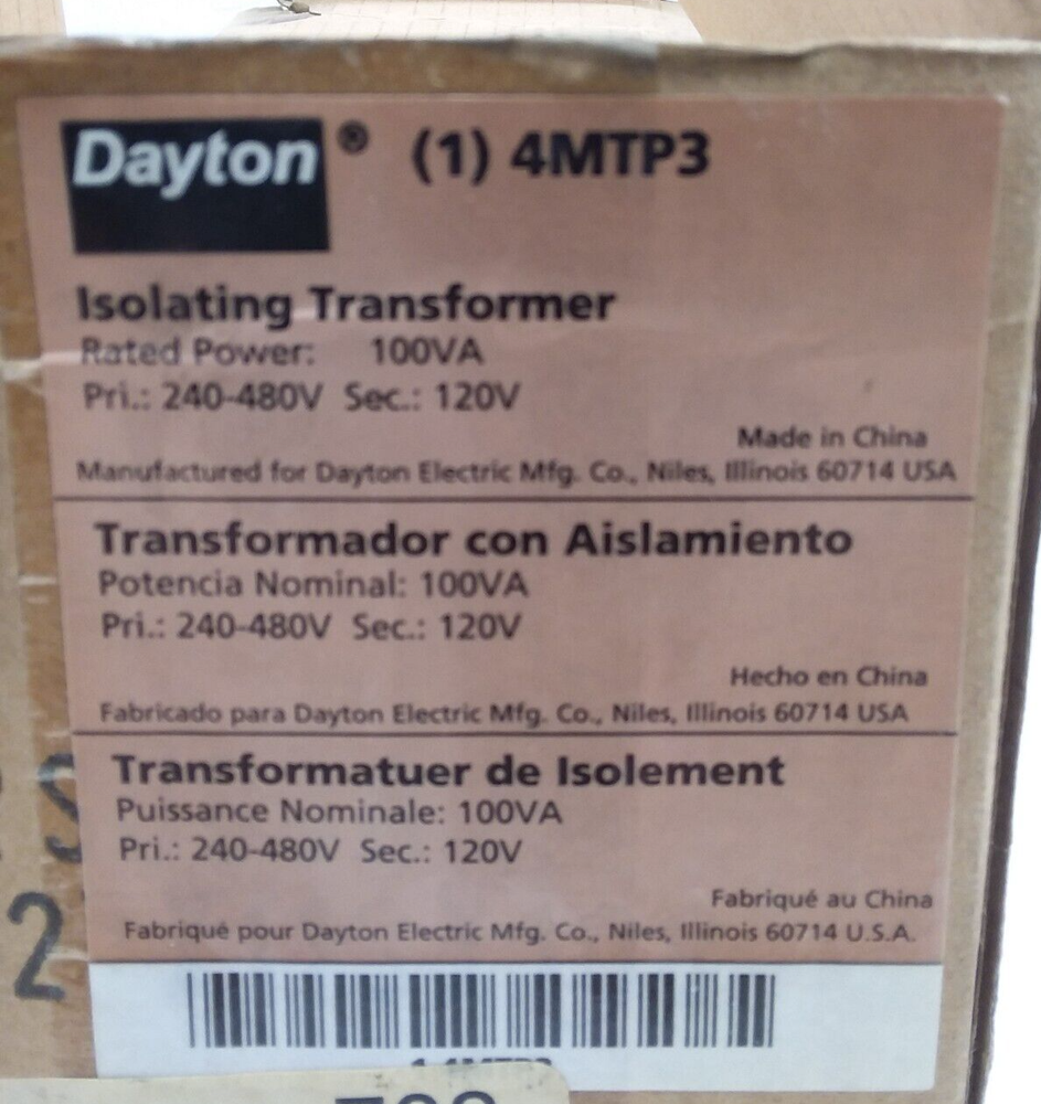 Dayton 4MTP3 Isolating Transformer