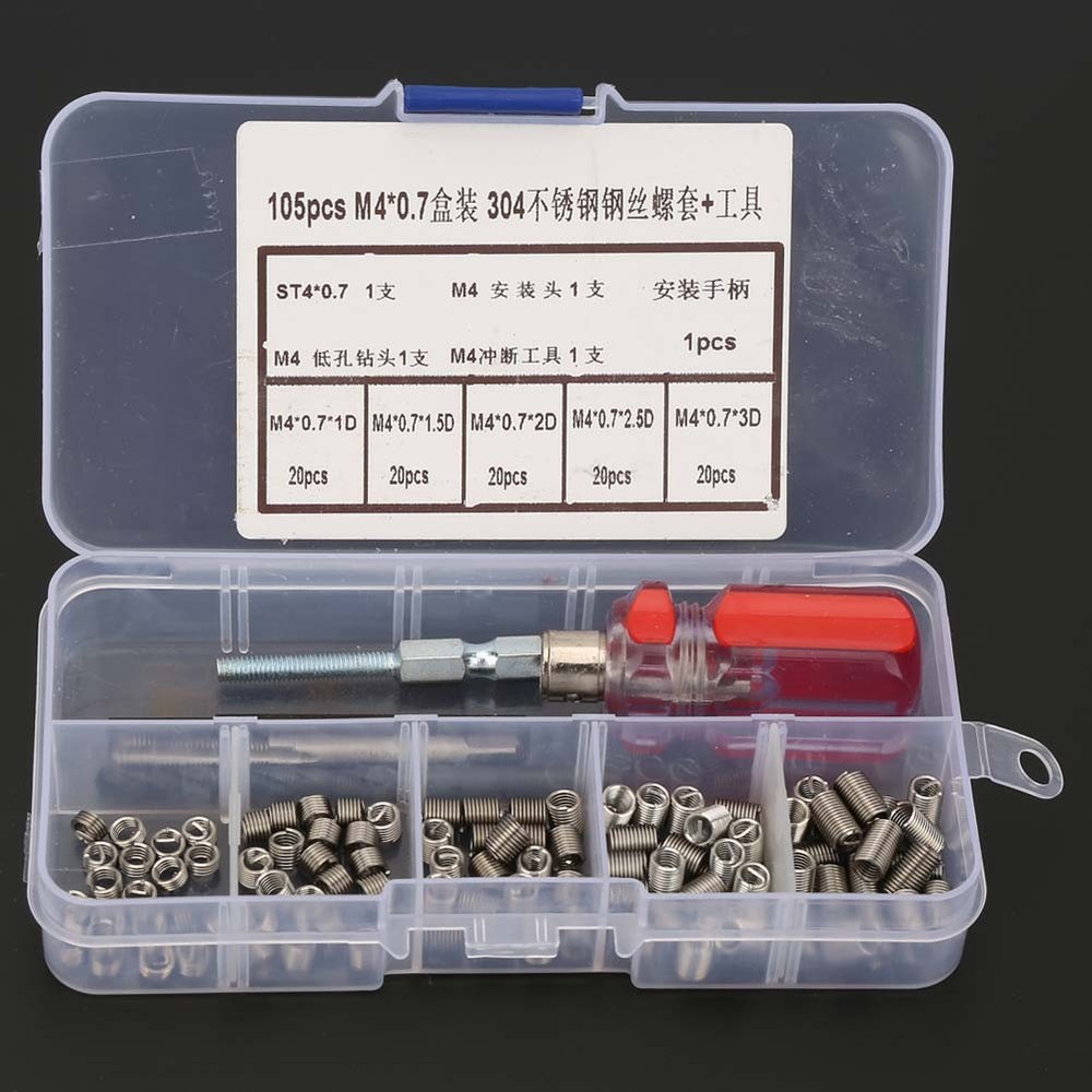 105Pcs Wire Thread Insert Set High Strength Thread Repair Kit