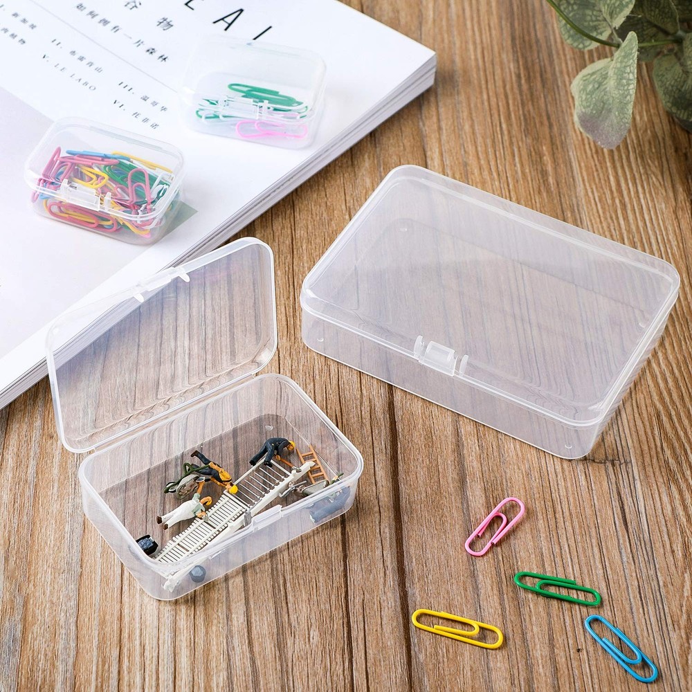 Thintinick 96 Pack Rectangular Clear Plastic Mixed Sizes 2, Transparent
