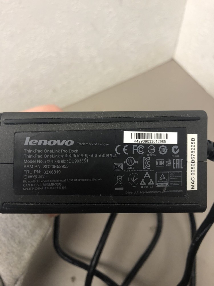 Lenovo ThinkPad One Link Pro Dock DU9033S1 NO CHARGER