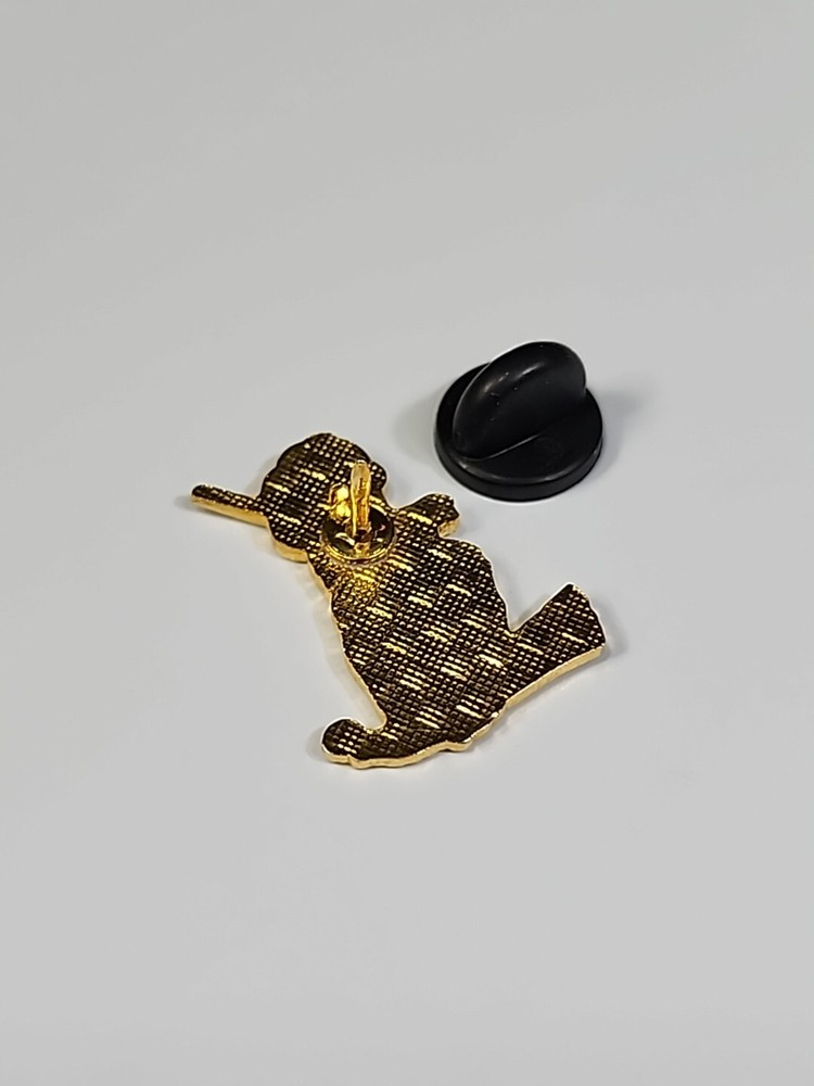 T Rex With A Sick & Ball Lapel Hat Jacket Pin Dinosaur