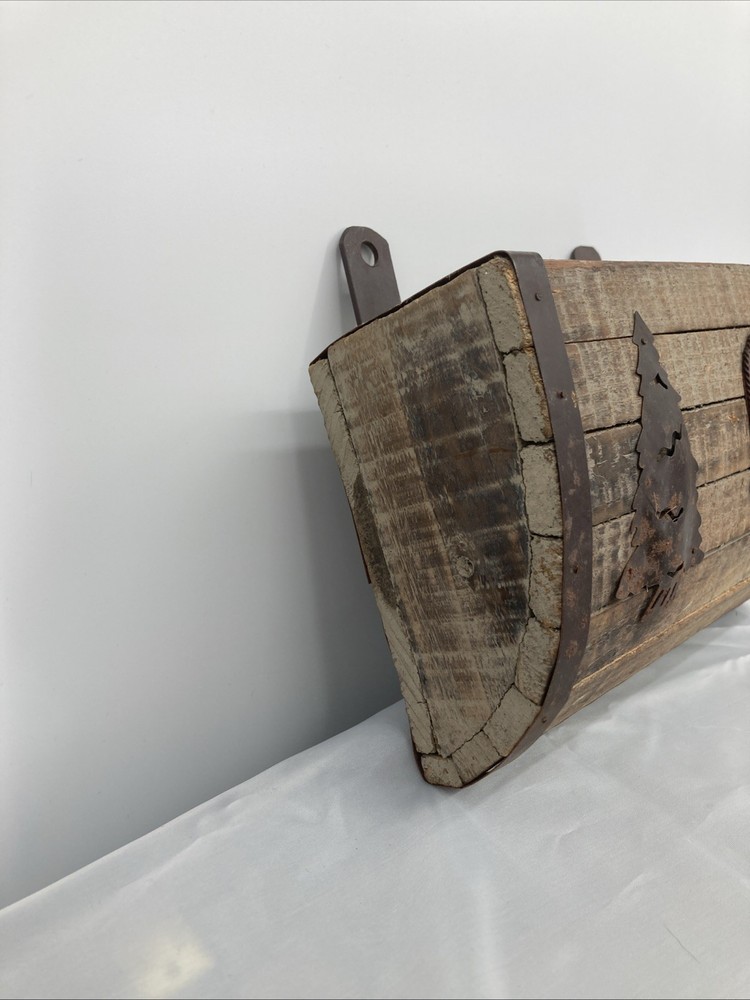 Rustic Wood Wall-Mount Mailbox With Bear & Pine Tree Accents