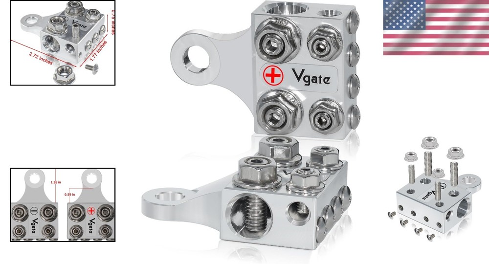 Compact Multi-Size Battery Terminal with Bolt Down Ends