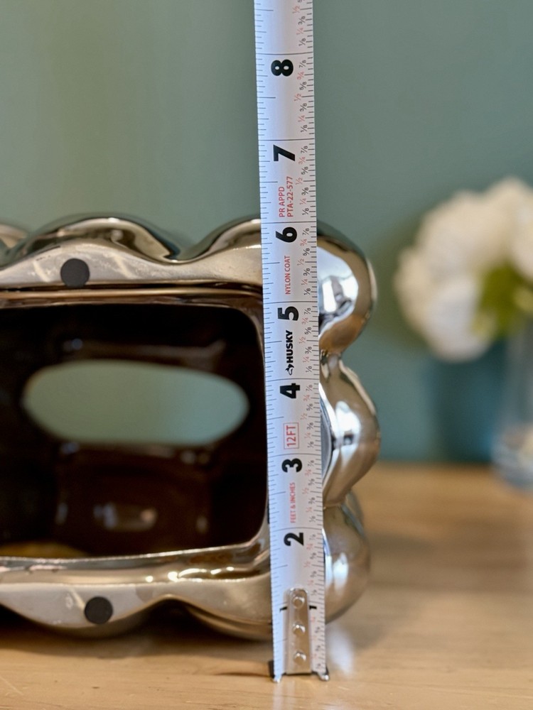Chrome Bubble Tissue Box Cover Sculptural Silver Modern Decor