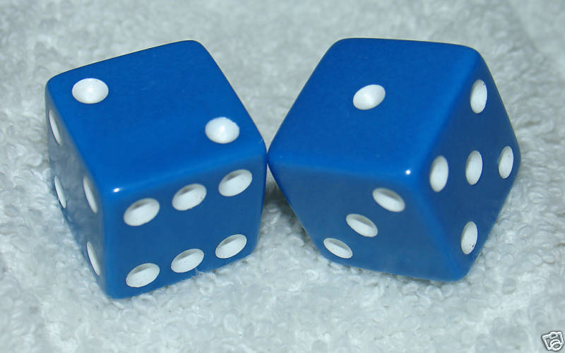 LARGE 3/4" SQUARE BLUE  DICE PAIR