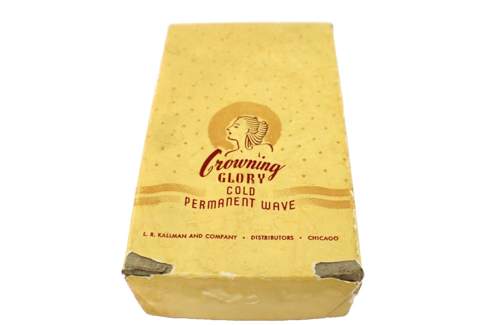 Crowning Glory COLD PERMANENT WAVE Empty Cardboard Box LR Kallman & Co