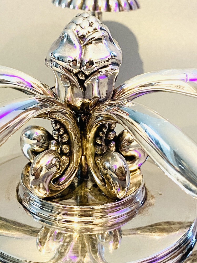 Stunning 830 Silver Danish Sterling Silver Five Arm Candelabra