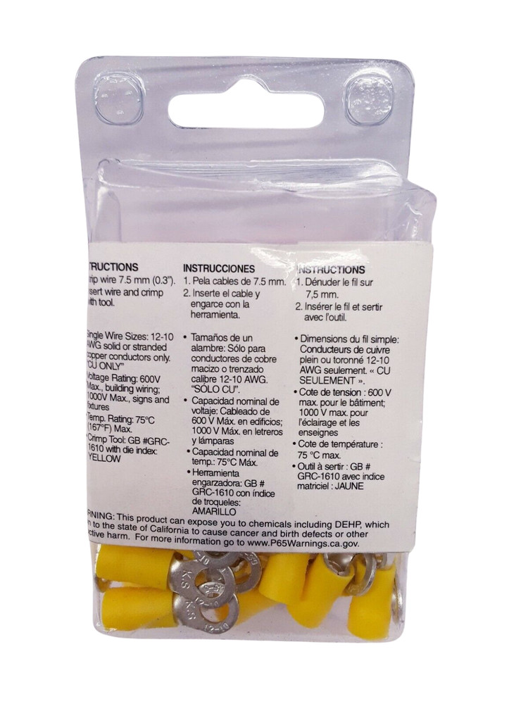 Gardner Bender 10-106 #8 #10 Stud Ring Terminal - Professional Grade Electrical