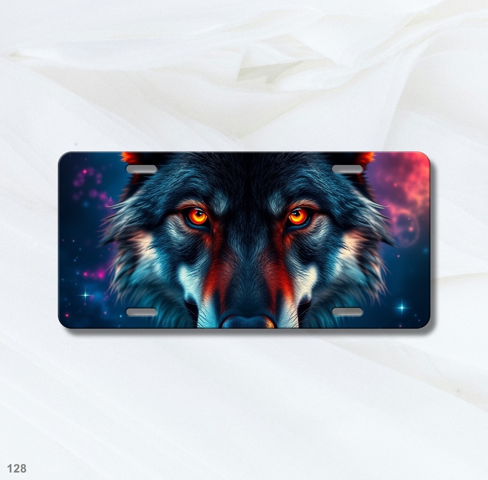 Hyperrealistic Wolf License Plate Optional Text Decorative Plate Gift Idea