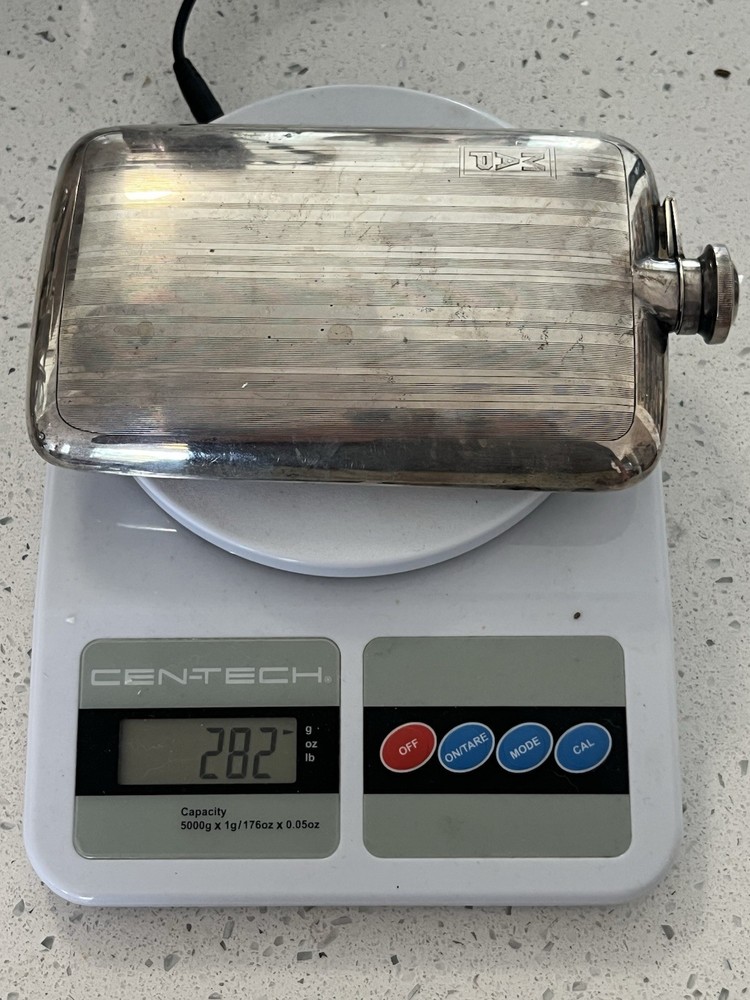 Large American Sterling Silver Flask Marked Tight Cap