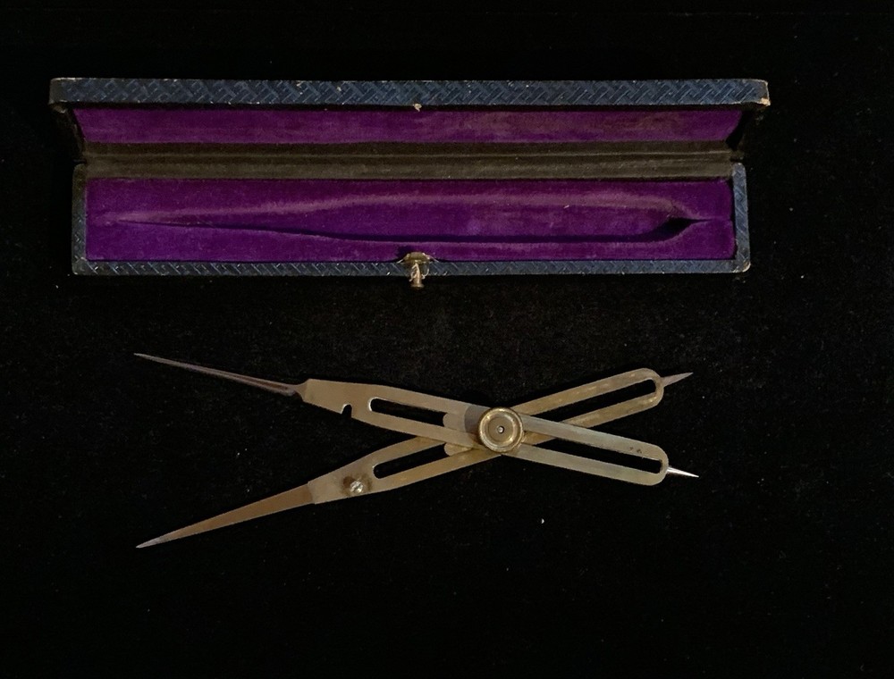 Vintage Drafting Compass With Fitted Box