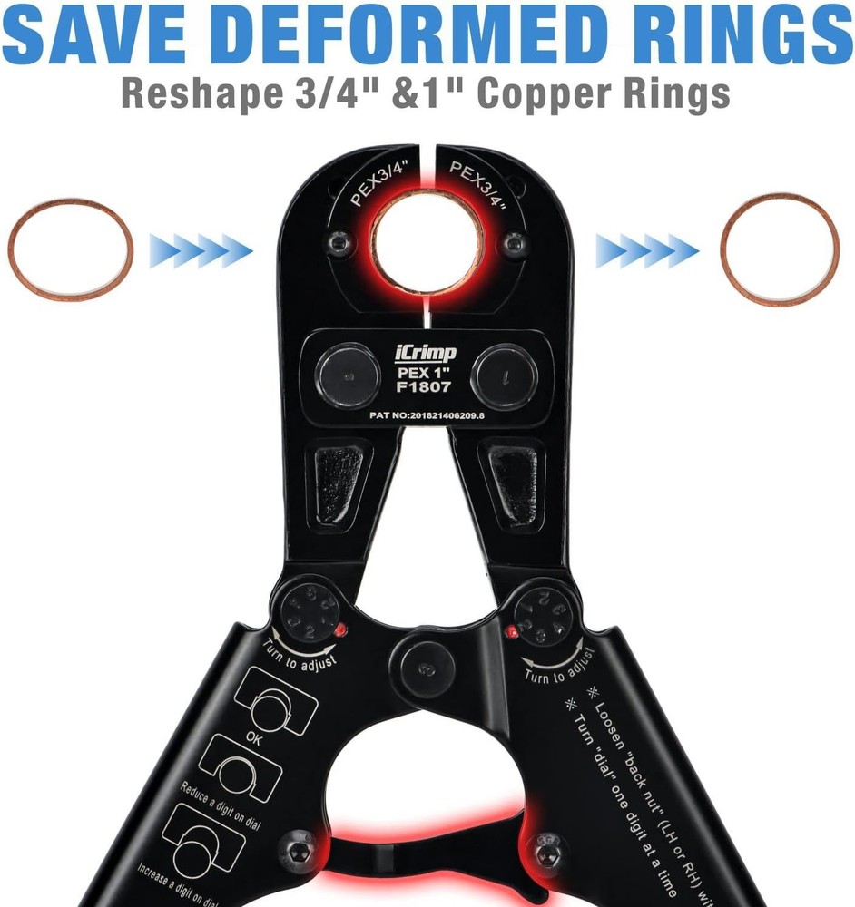 Icrimp F1807 PEX Crimper Tool Kit with Quick Change Jaws & PEX Cutter