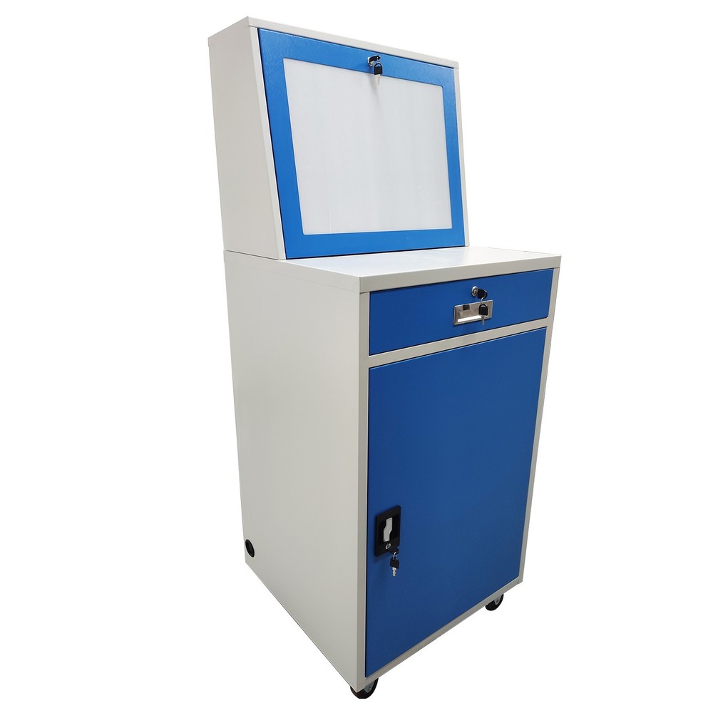 1 PC Blue Industrial Mobile Security Computer Cabinet 63 in H
