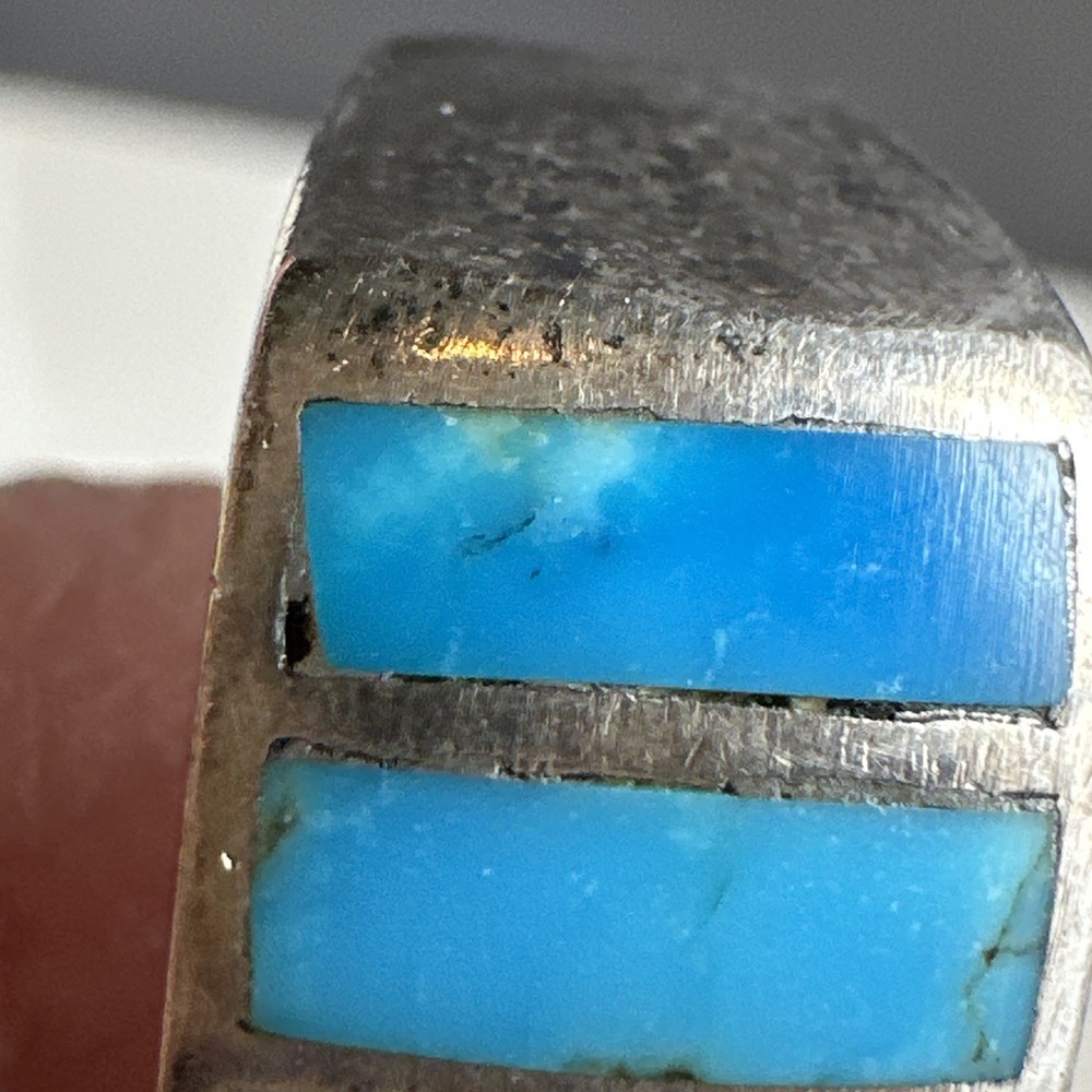Vintage Sterling Silver Size 8.4 Turquoise Ring