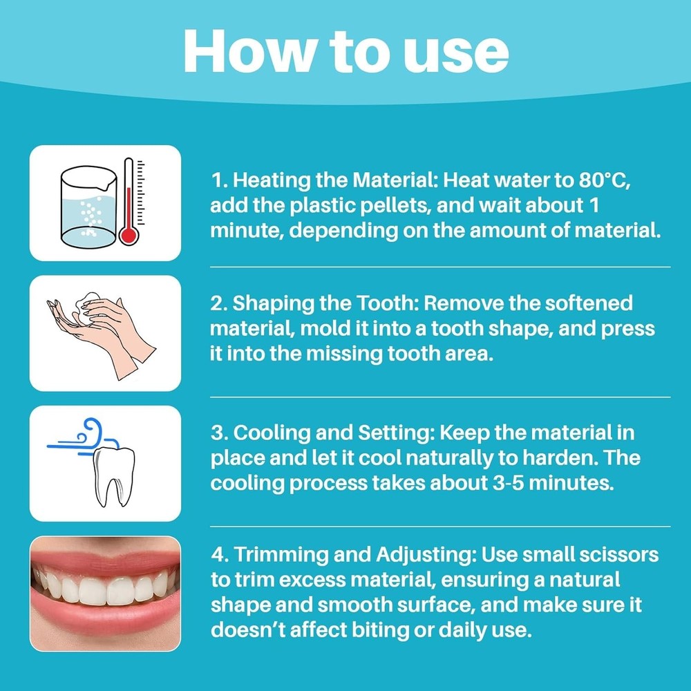100G Bead Teeth Tooth Solid Gel Replacement Moldable Thermal Fitting Bead Teeth