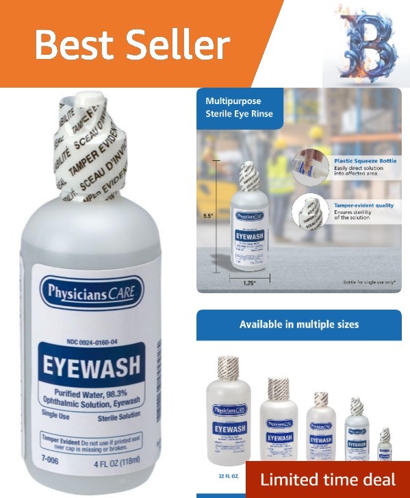 First Aid Only 4 oz Eye Flush - Compact Sterile Solution for Safety Preparedness