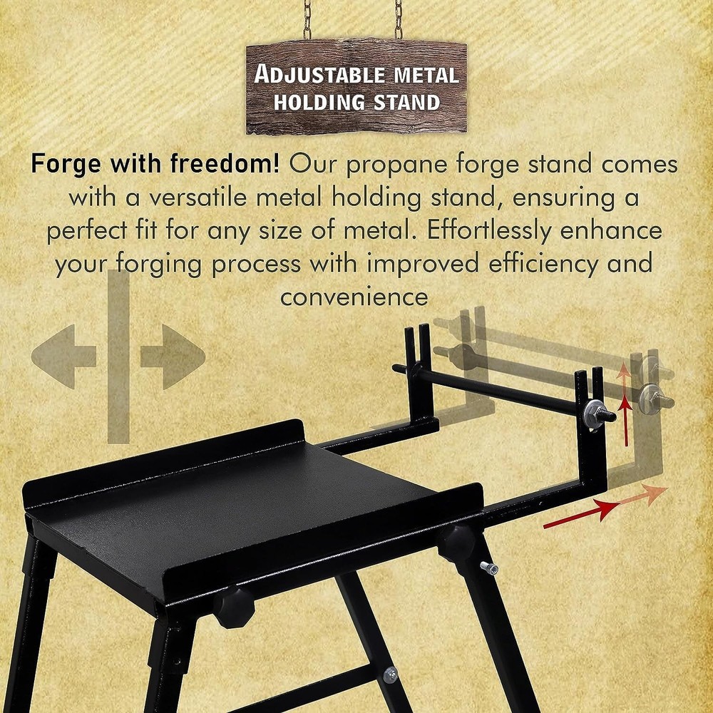 Blacksmith Forge Kit Stand - 12" - Forge Starter Kit Stand For All Single Burner
