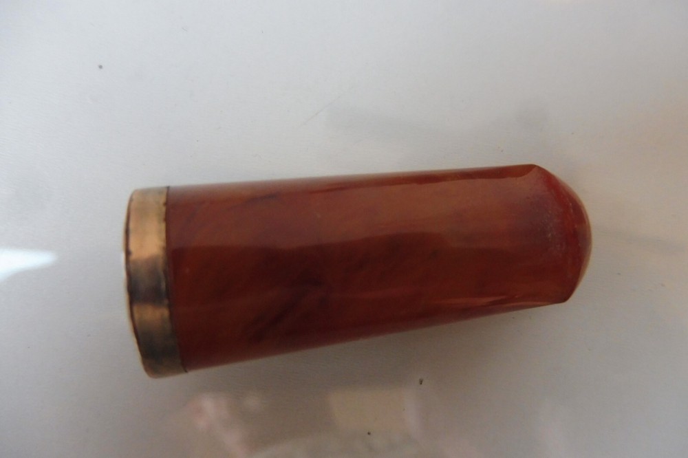 Beautiful Old Cigar Tip, Amber With 800 Silver, With Case